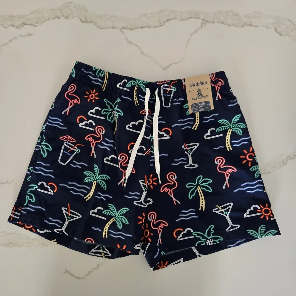 NWT Chubbies The Neon Lights Swim Shorts